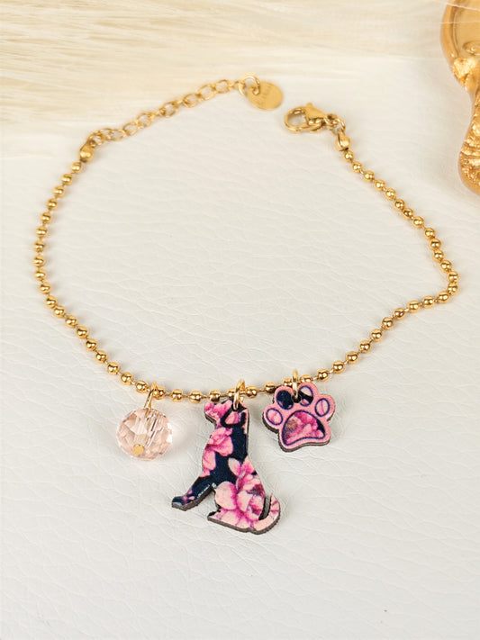 Bracciale acciaio Cane Rosa