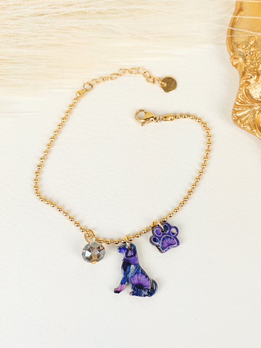 Bracciale acciaio Cane Viola