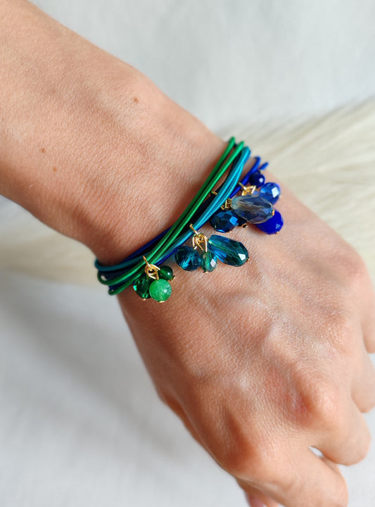 Bracciale elastico in acciaio azzurro polveroso