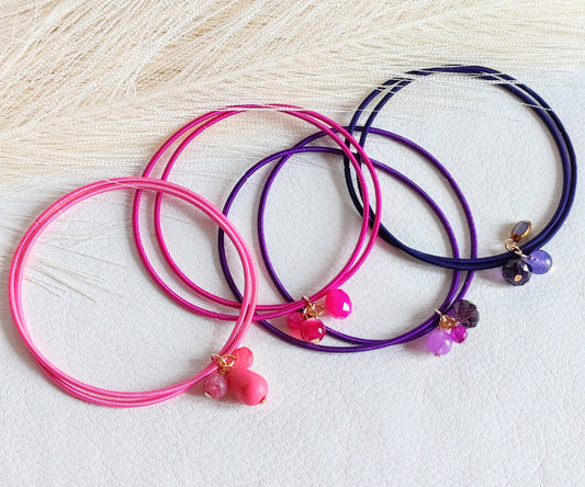 Bracciale elastico in acciaio rosa