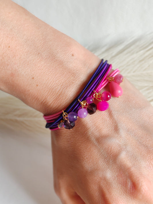 Bracciale elastico in acciaio viola