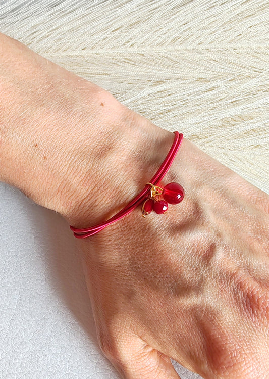 Bracciale elastico in acciaio rosso