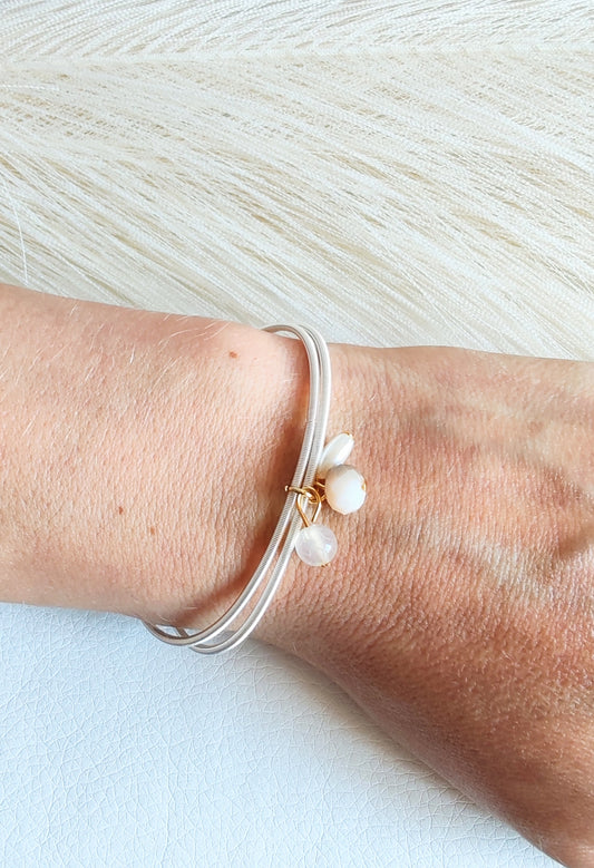 Bracciale elastico in acciaio perlato