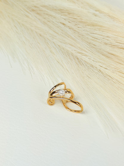 Ear Cuff acciaio dorato Mono Perla