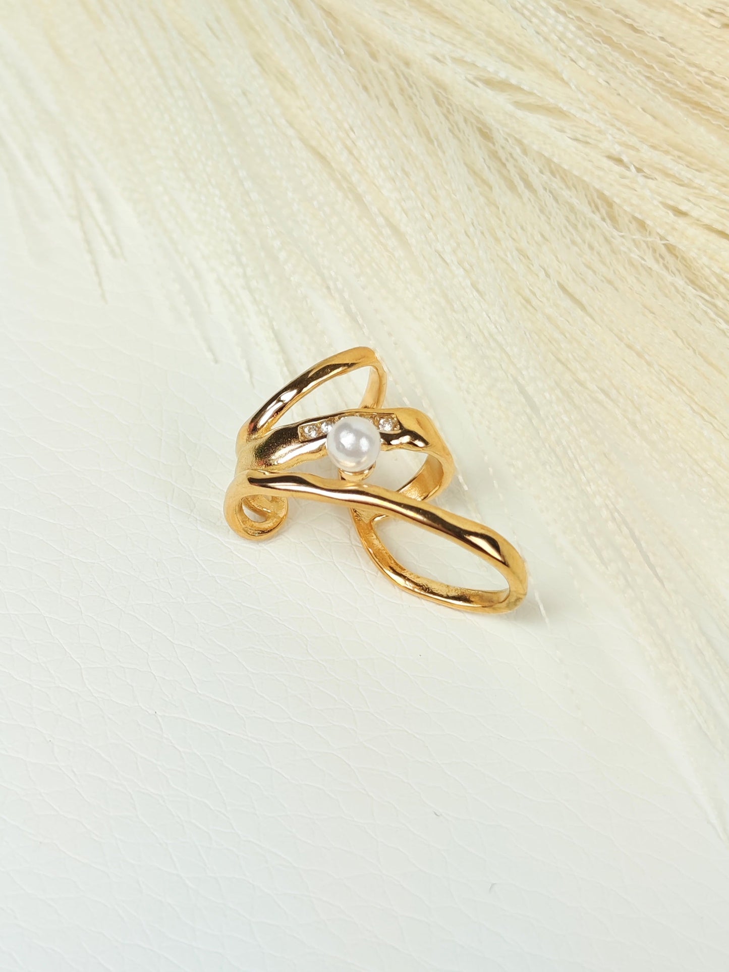 Ear Cuff acciaio dorato Mono Perla