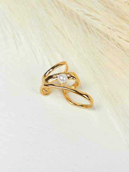 Ear Cuff acciaio dorato Mono Perla