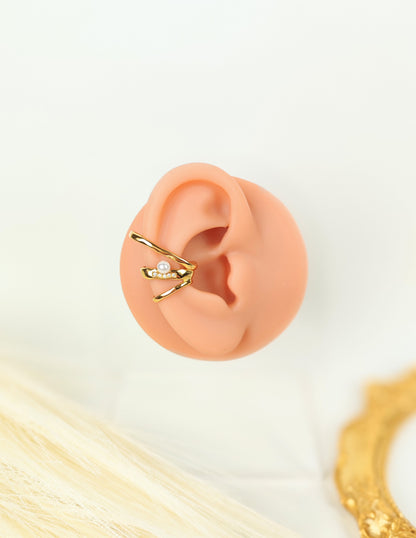Ear Cuff acciaio dorato Mono Perla