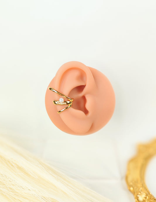Ear Cuff acciaio dorato Mono Perla