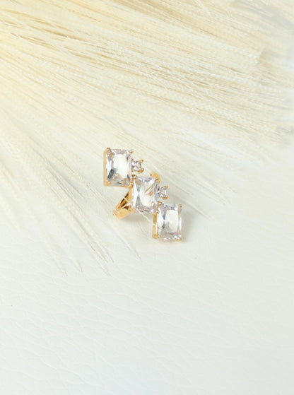 Ear Cuff acciaio dorato con zirconi squadrati
