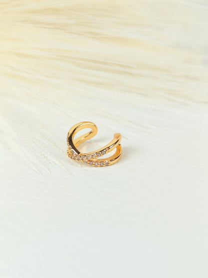 Ear Cuff acciaio dorato incrociato