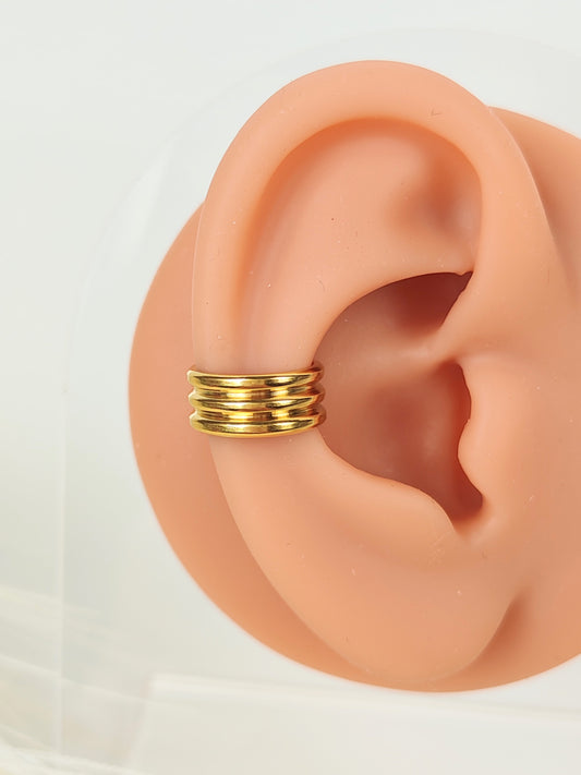 Ear Cuff acciaio dorato multi anello