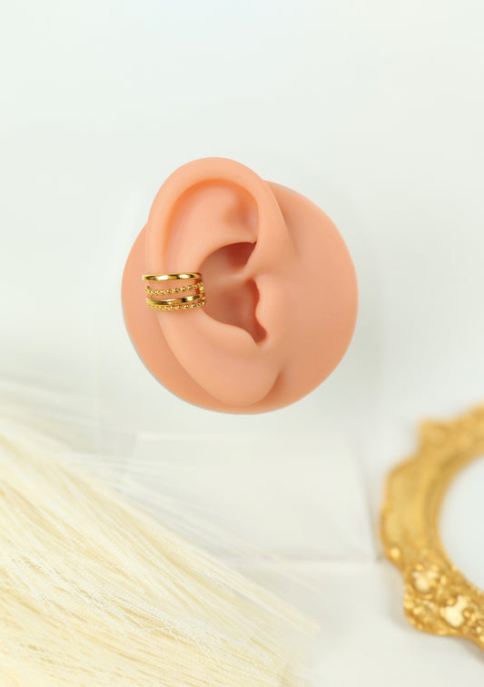 Ear Cuff acciaio dorato 4 fili
