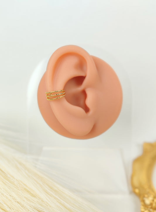 Ear Cuff acciaio dorato 3 fili