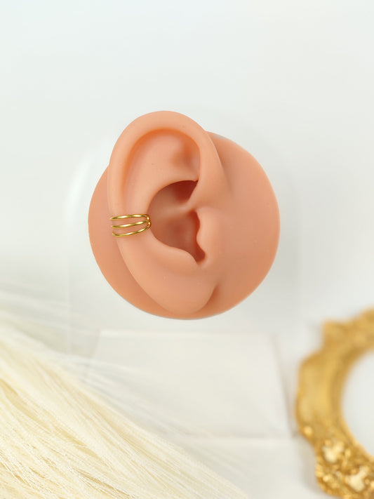 Ear Cuff acciaio dorato 3 fili lisci