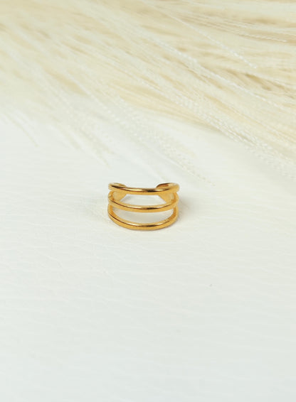 Ear Cuff acciaio dorato 3 fili lisci