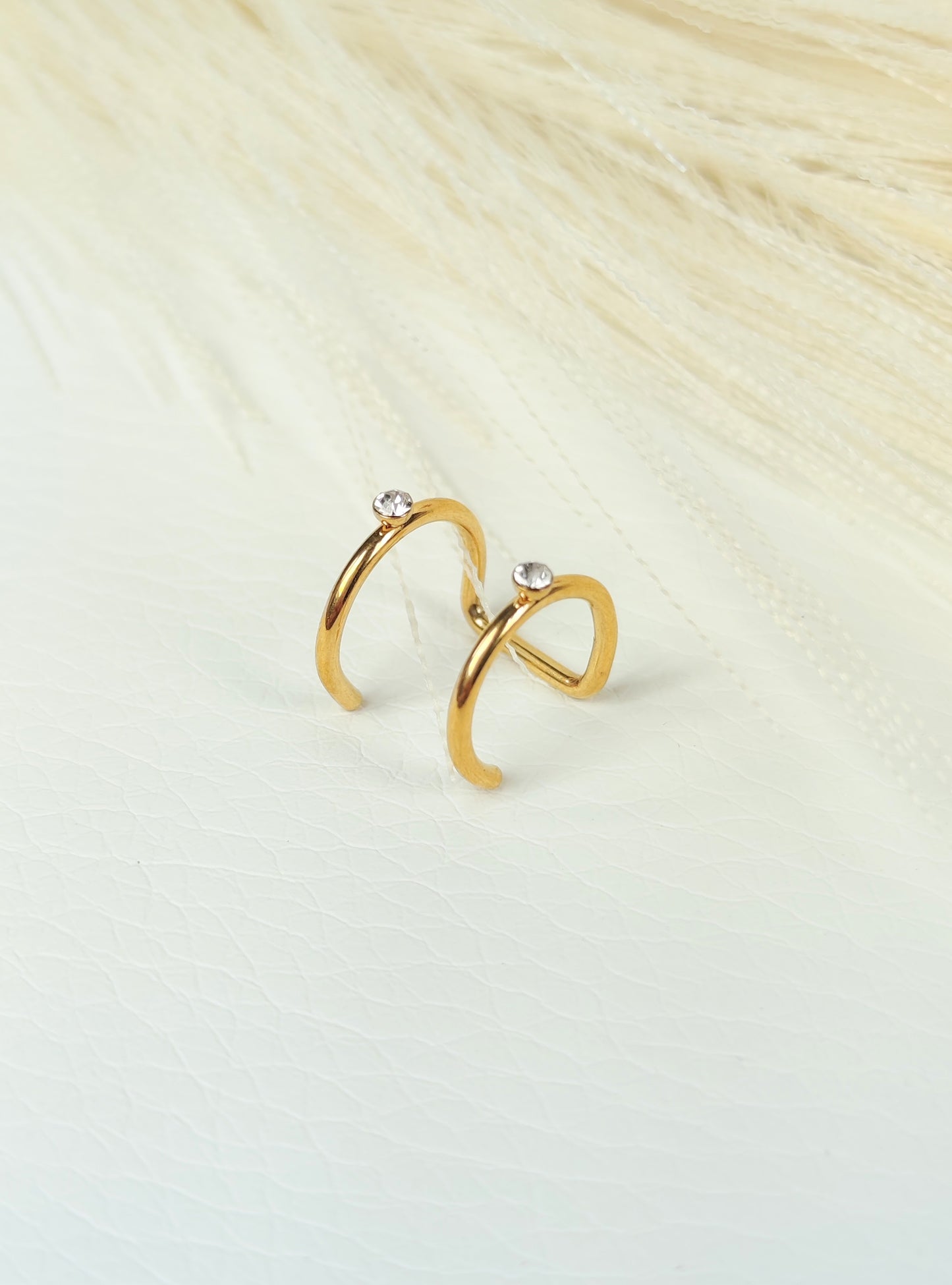 Ear Cuff acciaio dorato doppio con brillantini