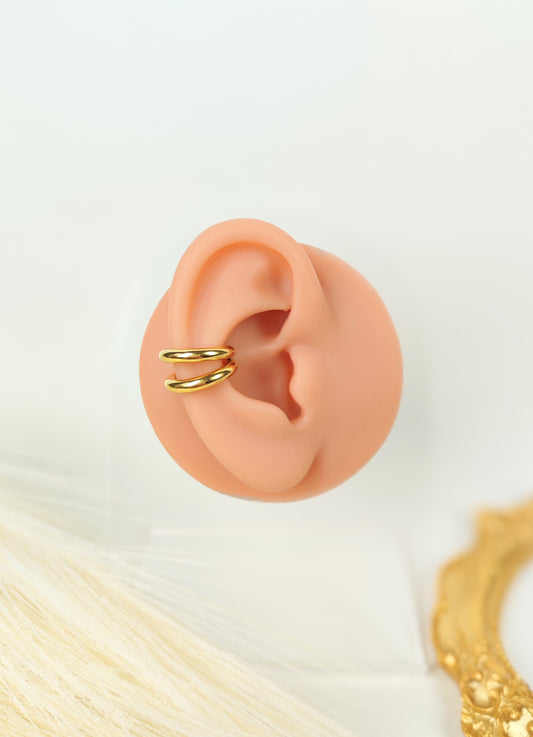 Ear Cuff acciaio dorato doppio cerchio big