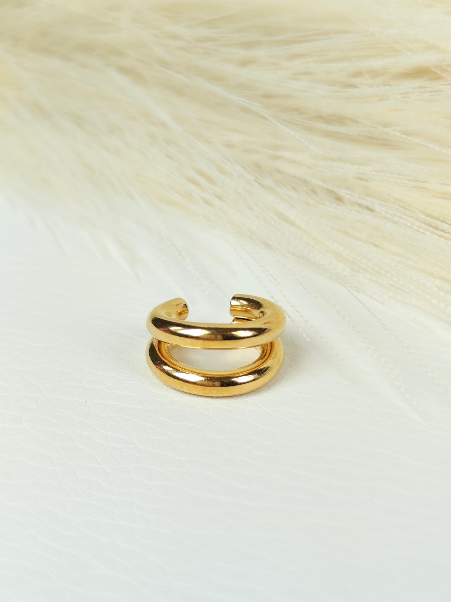 Ear Cuff acciaio dorato doppio cerchio big