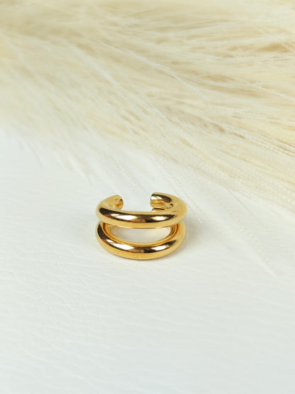 Ear Cuff acciaio dorato doppio cerchio big