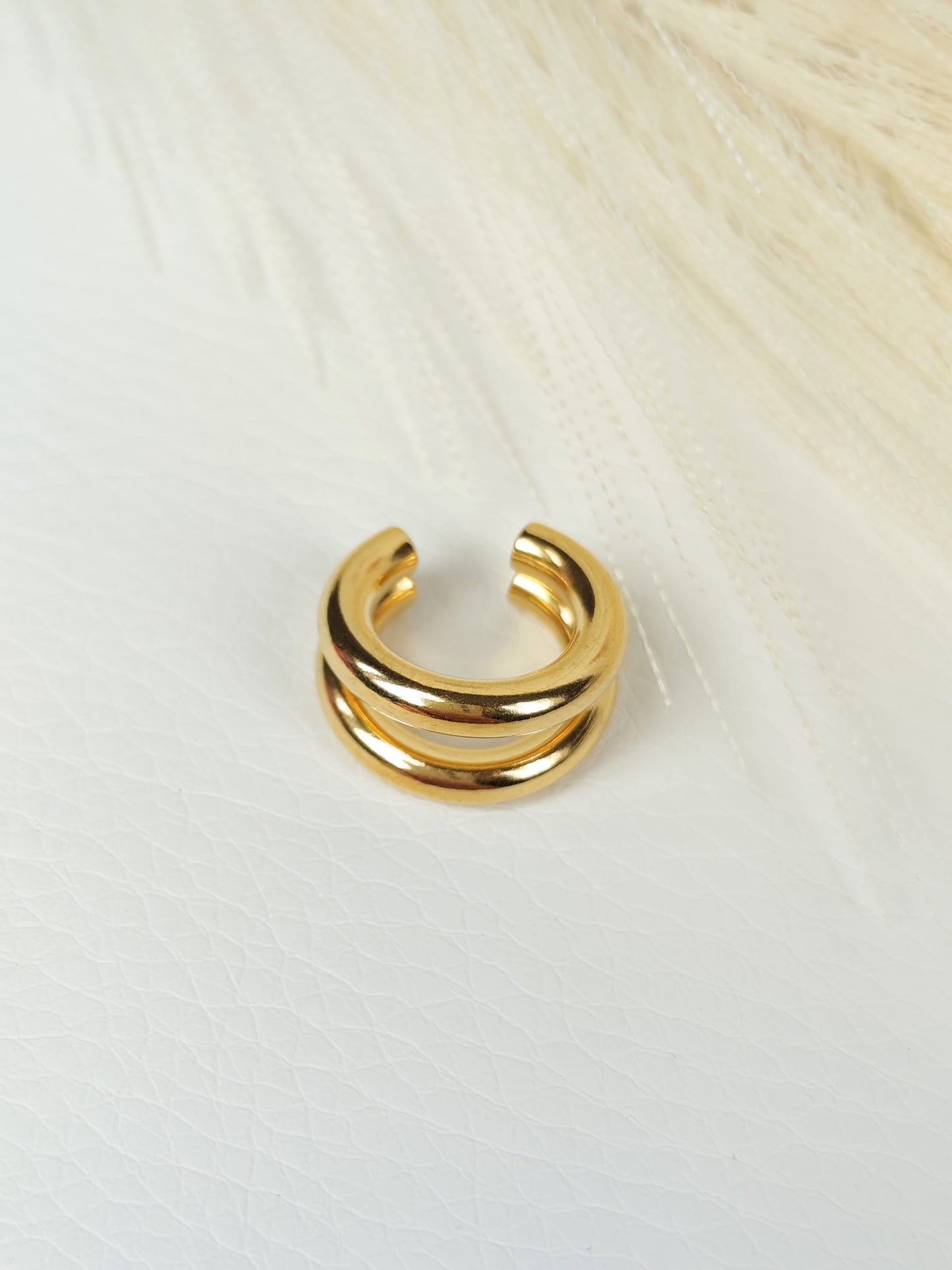Ear Cuff acciaio dorato doppio cerchio big