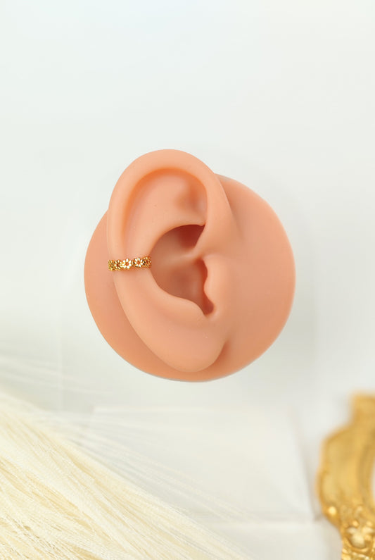 Ear Cuff acciaio dorato fiorellini