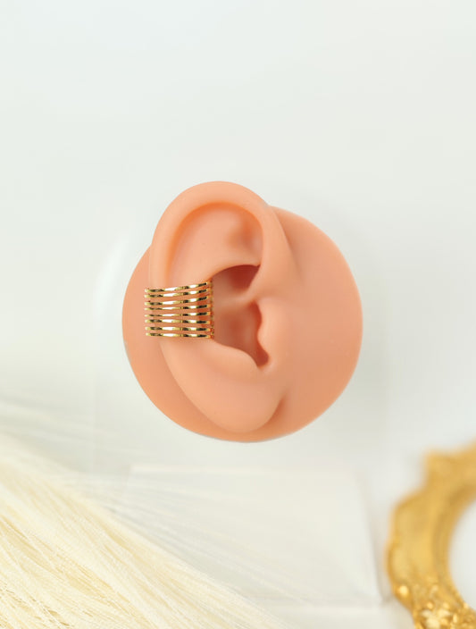 Ear Cuff acciaio dorato multifilo
