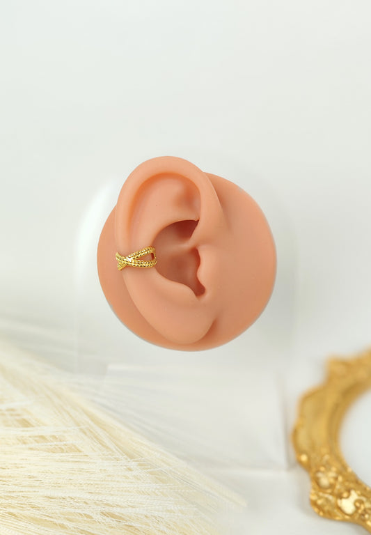Ear Cuff acciaio croce martellata