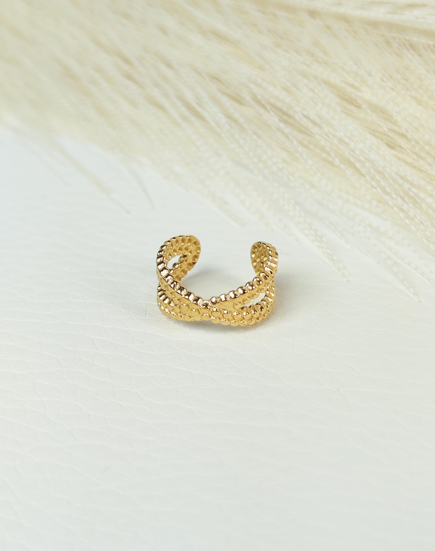 Ear Cuff acciaio croce martellata