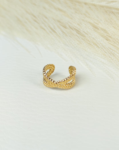 Ear Cuff acciaio croce martellata