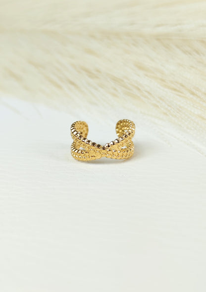 Ear Cuff acciaio croce martellata
