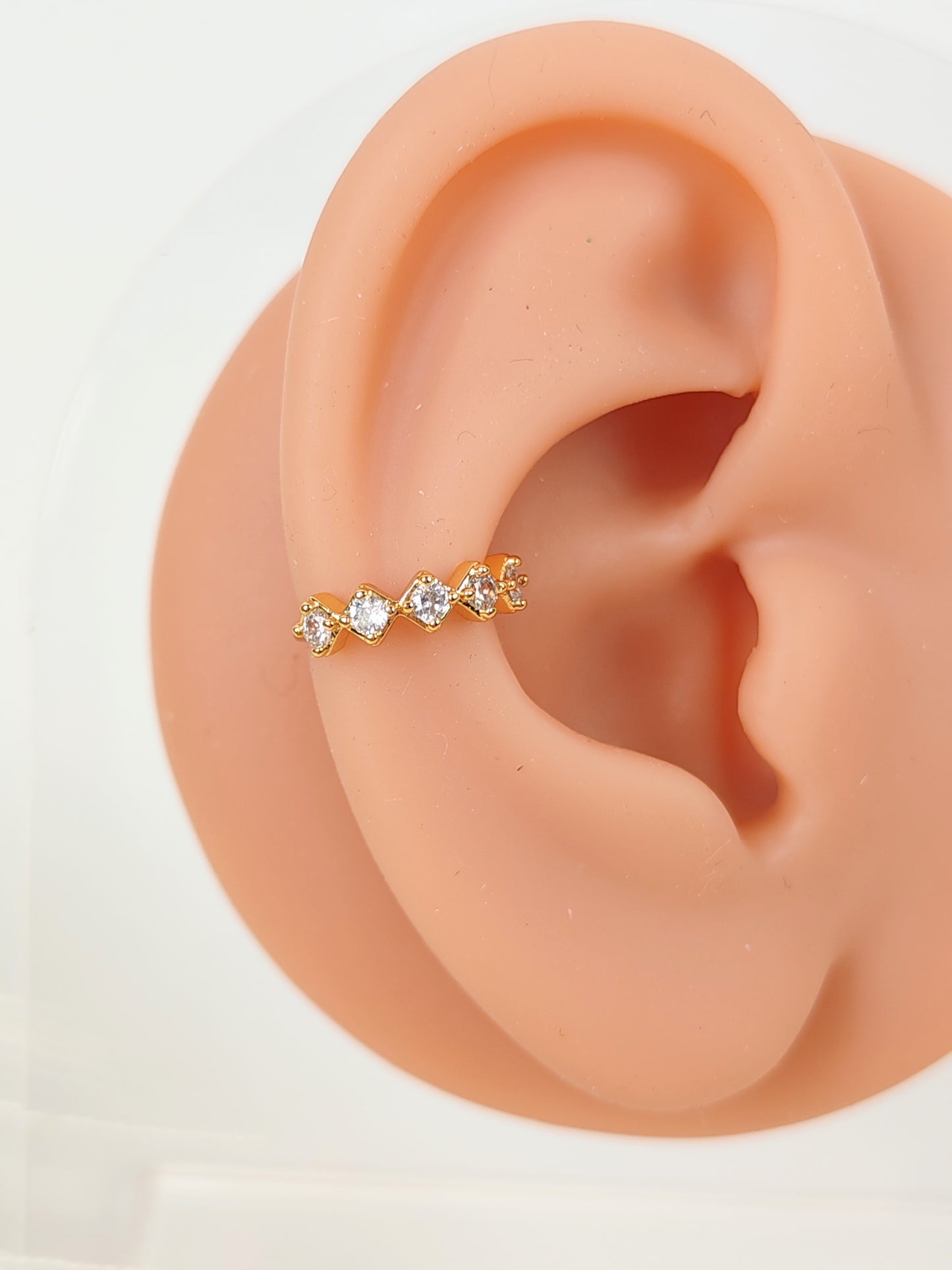 Ear Cuff acciaio zirconi rombo