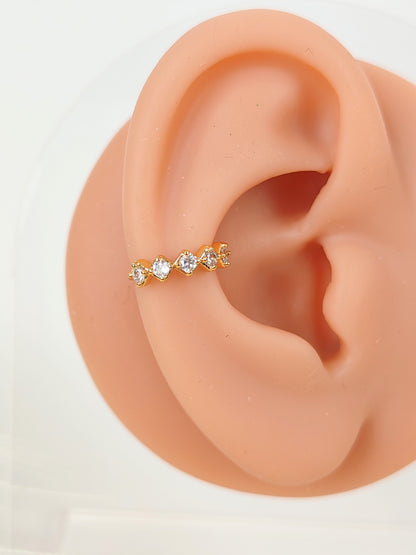 Ear Cuff acciaio zirconi rombo