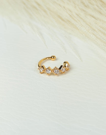 Ear Cuff acciaio zirconi rombo