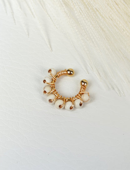 Ear Cuff perline bianche