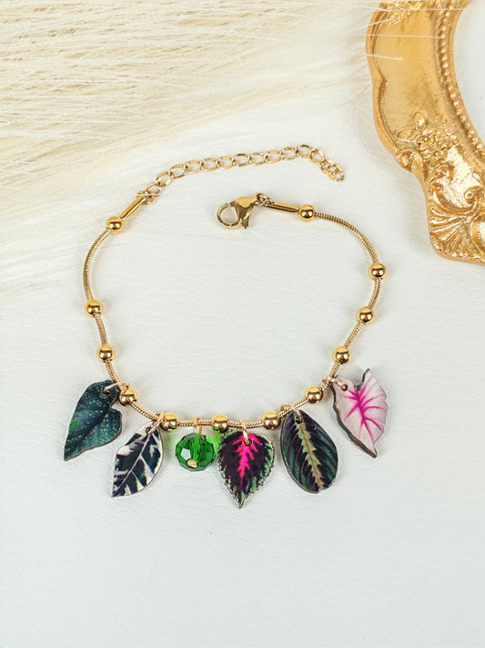 Bracciale acciaio "Foglie"