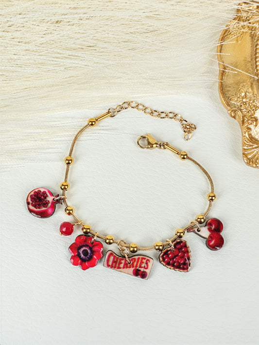 Bracciale acciaio "Rosso Ciliegia"