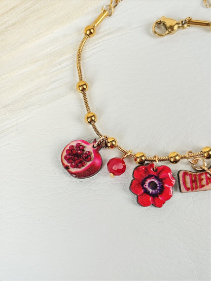 Bracciale acciaio "Rosso Ciliegia"