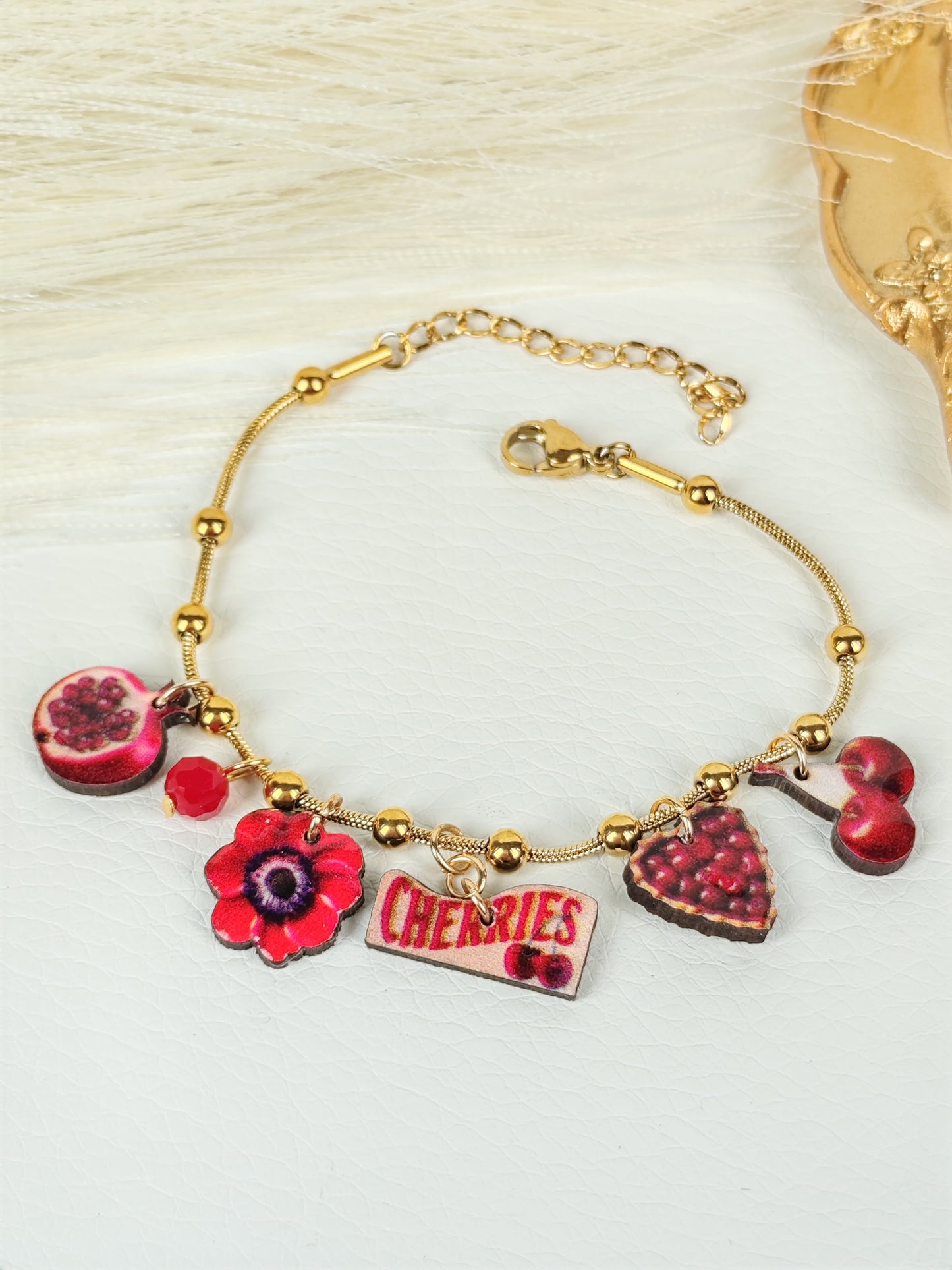 Bracciale acciaio "Rosso Ciliegia"