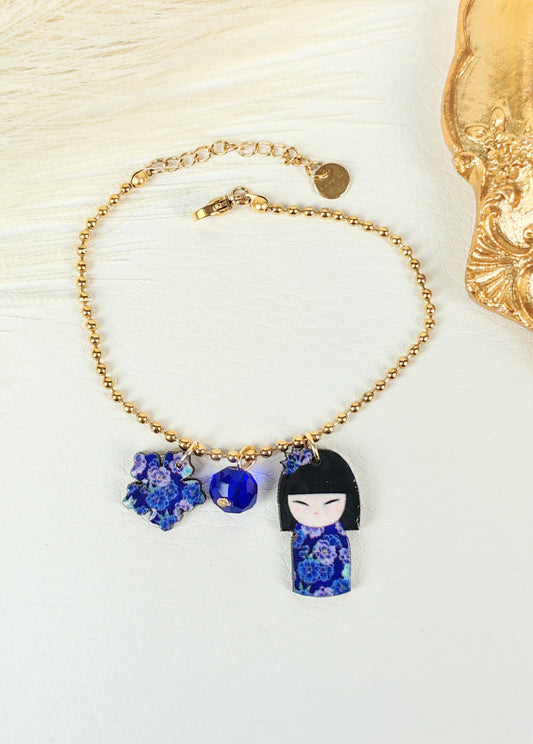 Bracciale acciaio Kokeshi Blu