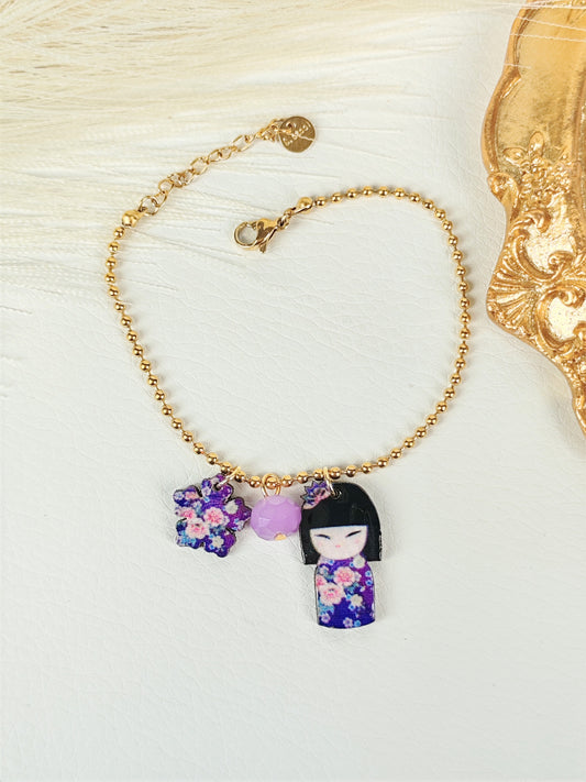 Bracciale acciaio Kokeshi Violetta