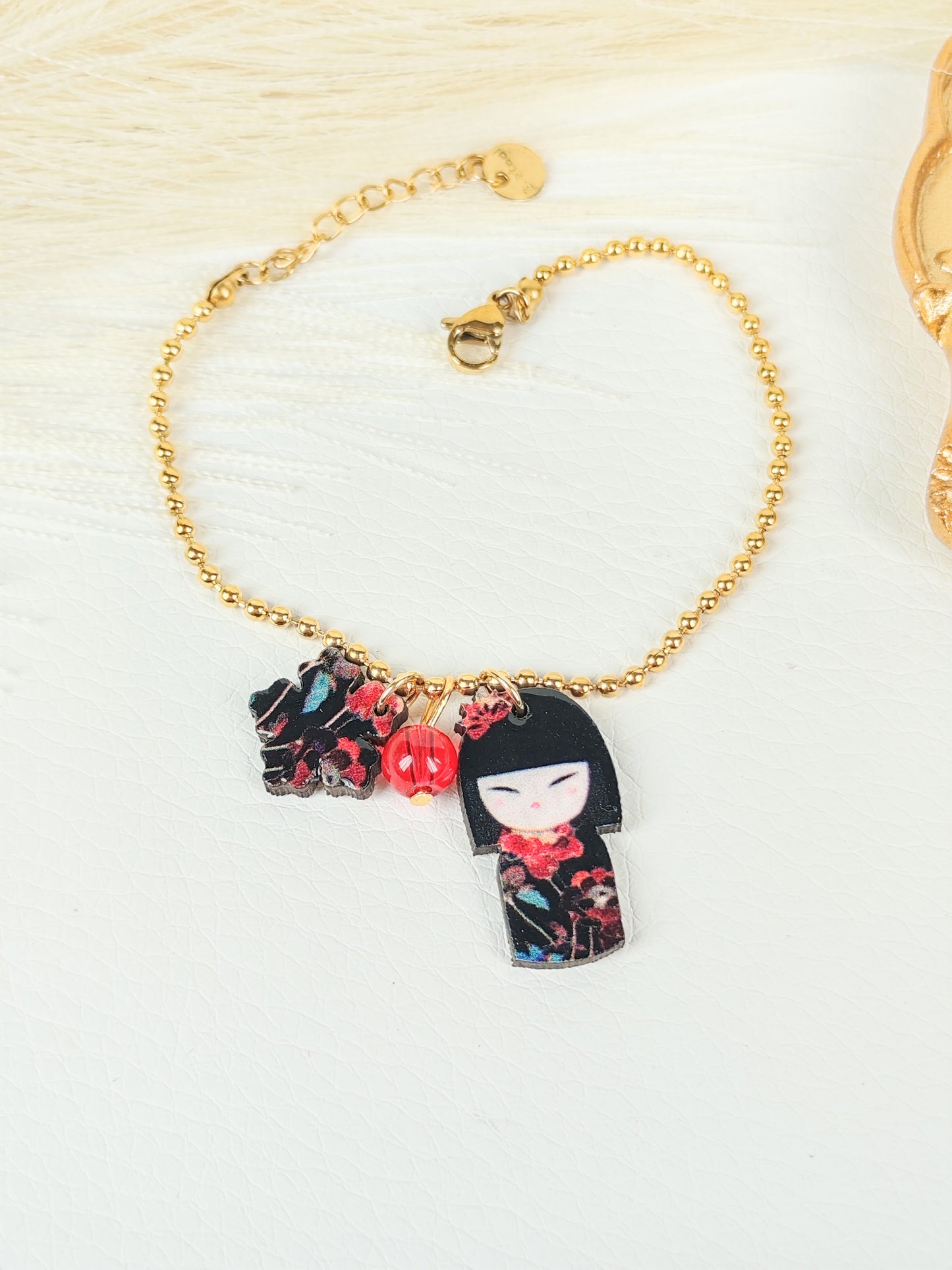 Bracciale acciaio Kokeshi Red