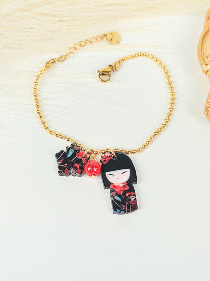 Bracciale acciaio Kokeshi Red