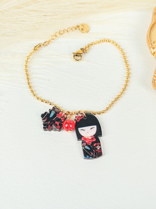 Bracciale acciaio Kokeshi Red