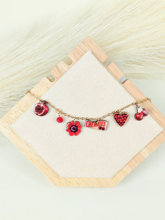 Collana in acciaio "Rosso Ciliegia"