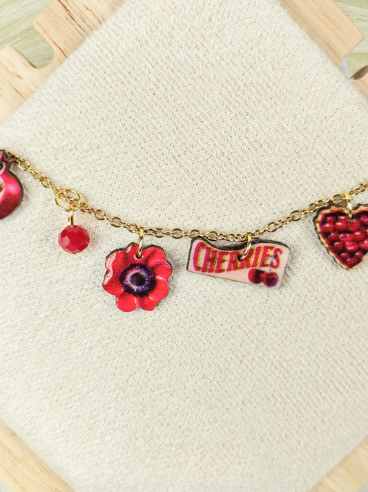 Collana in acciaio "Rosso Ciliegia"