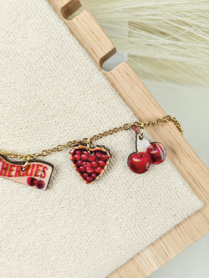 Collana in acciaio "Rosso Ciliegia"