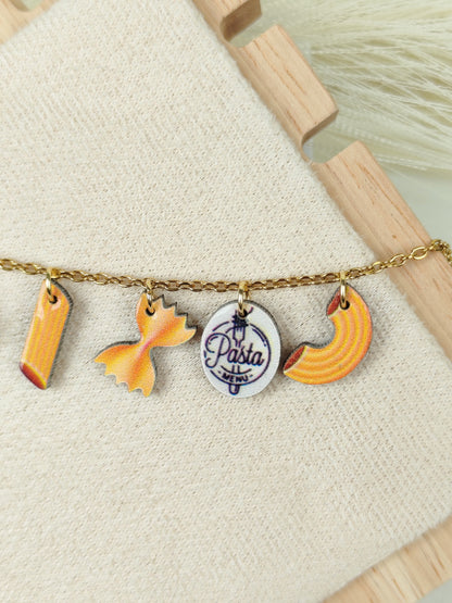 Collana in acciaio "I love pasta"