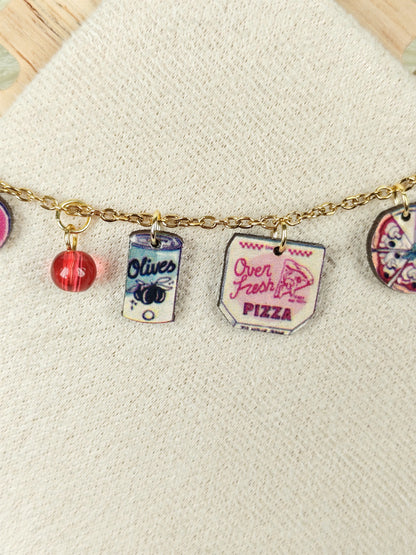 Collana in acciaio "I love pizza"