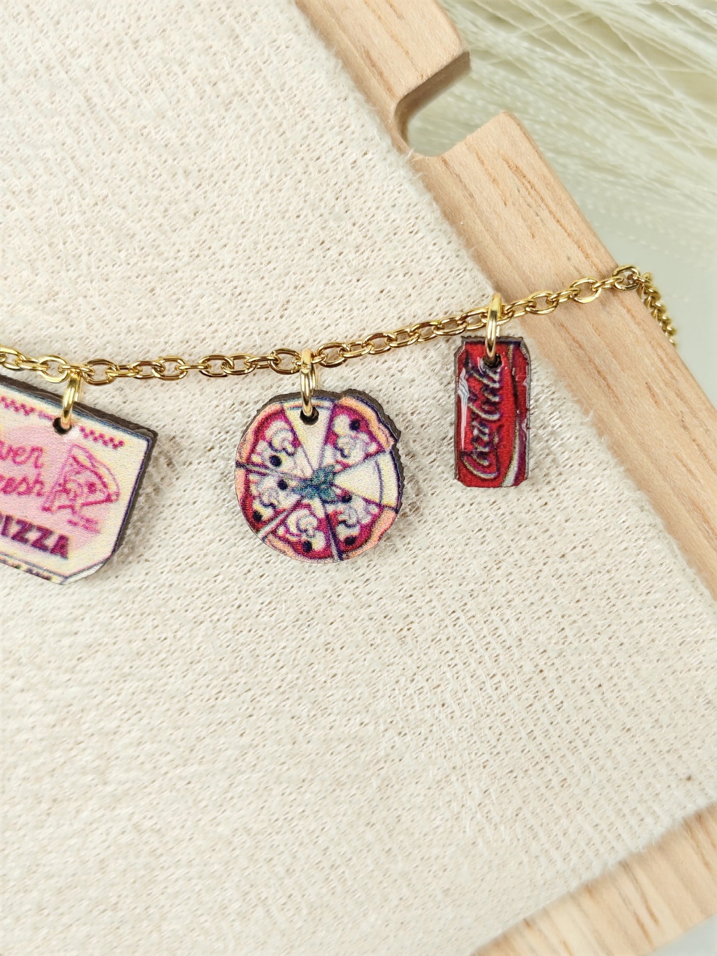 Collana in acciaio "I love pizza"
