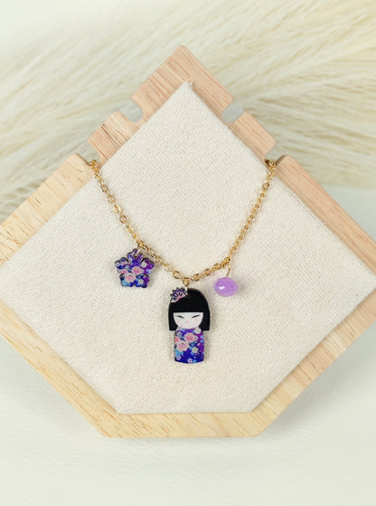 Collana in acciaio Kokeshi Viola